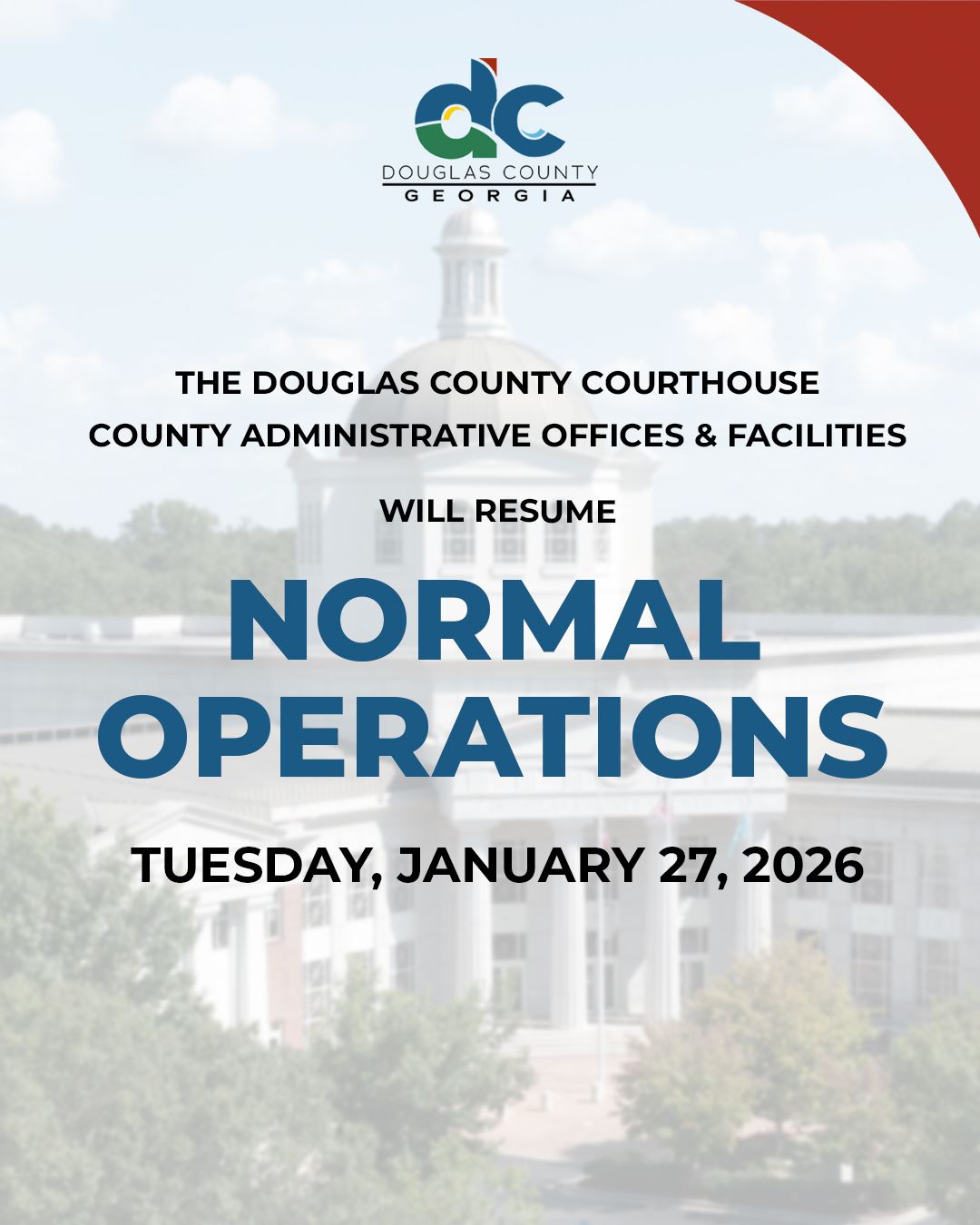 Courthouse Resume Normal Operations